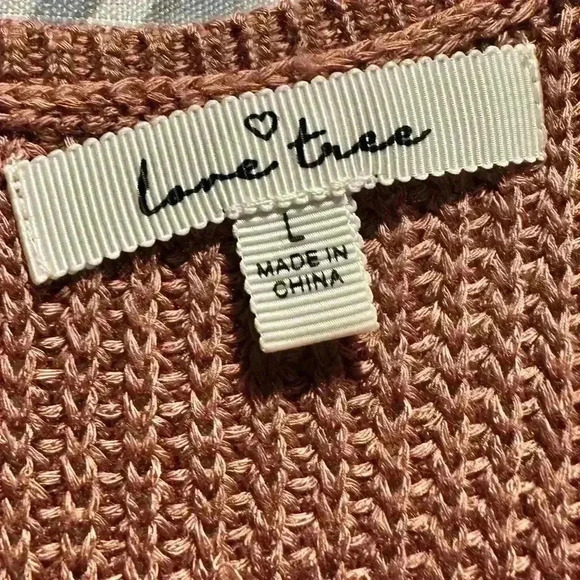 Love Tree Lace-Up Sweater Tank Top mauve size large - Picture 2 of 4